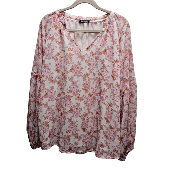 BTFBM Tops - BTFBM Women XL Floral V-Neck Lantern Sleeve Peasant Gypsy Boho Top
